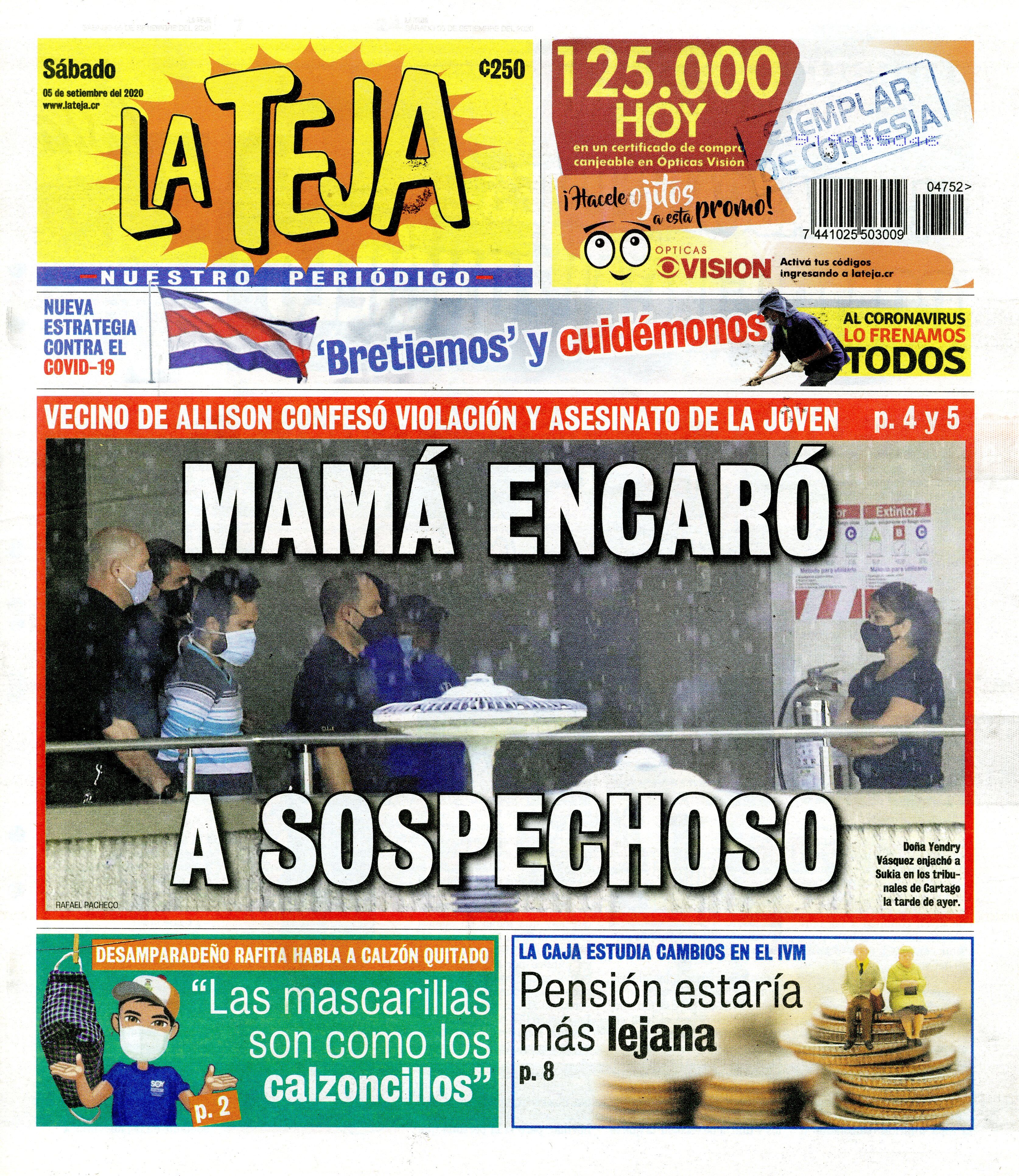 La foto que ganó el premio de fotografía Mario Roa del Colegio de Periodistas 2020, salió publicada el 5 de setiembre del 2020 en La Teja