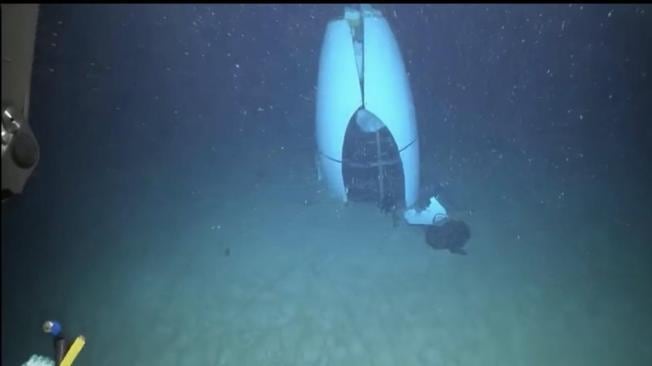 Primera imagen del sumergible Titán, luego de su implosión en el océano Atlántico en 2023. Foto: Guardia Costera USA