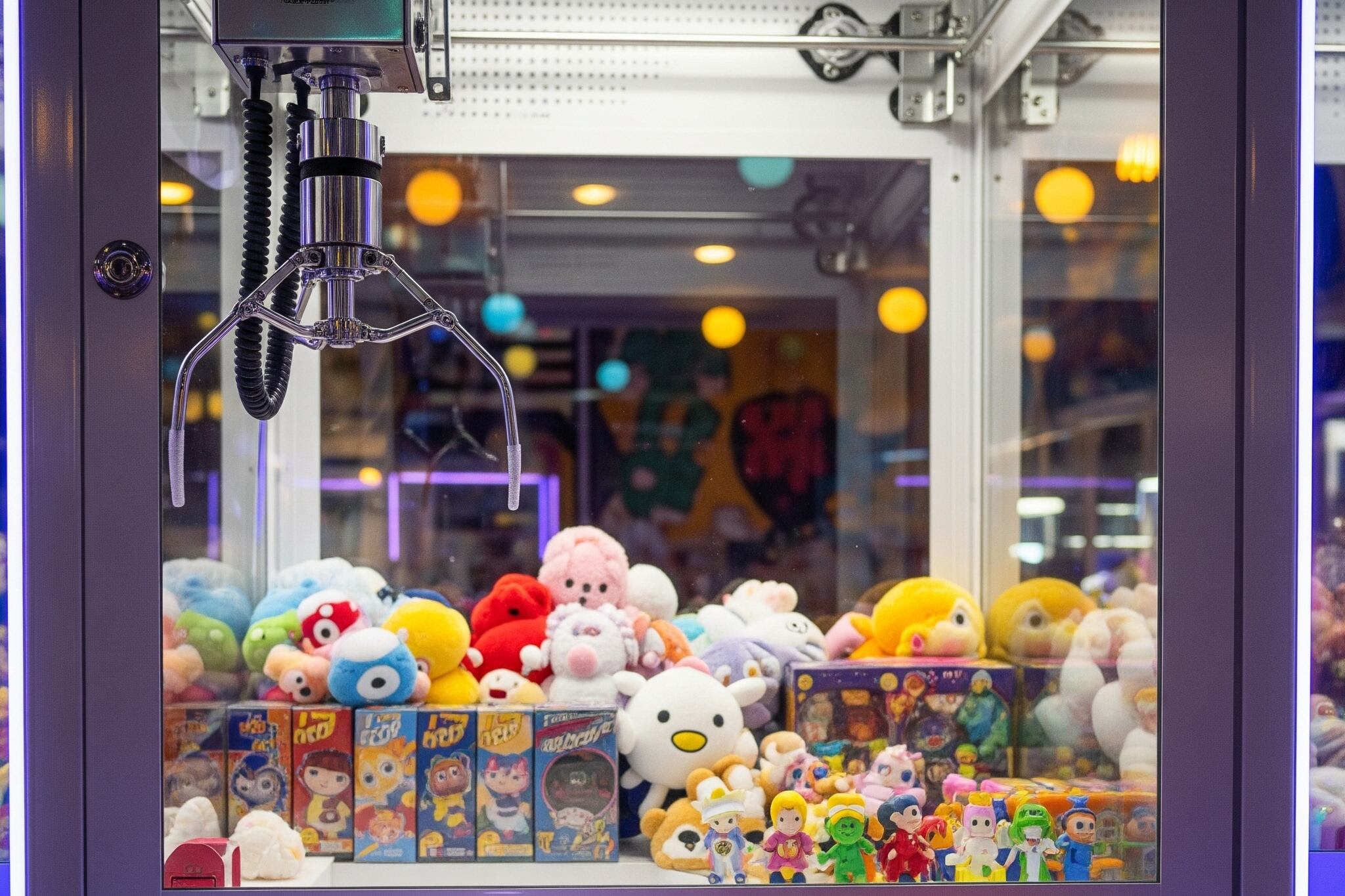 Niño puso a todos a correr al quedarse atascado en una máquina de peluches.