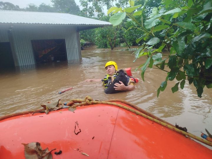 Los habitantes de Sarapiquí y del caribe del territorio costarricense están sufriendo por el mal tiempo, miércoles 4 de diciembre del 2024. Foto: Bomberos