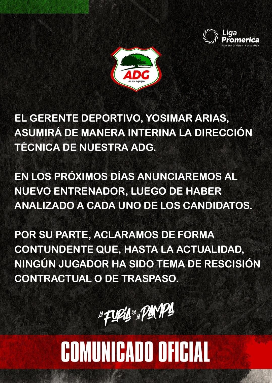 Yosimar Arias queda de técnico interino en Guanacasteca.