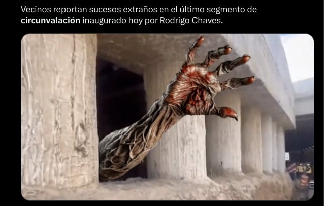 Los memes no perdonan y así compararon los ticos el último tramo de Circunvalación Norte. Captura de pantalla.