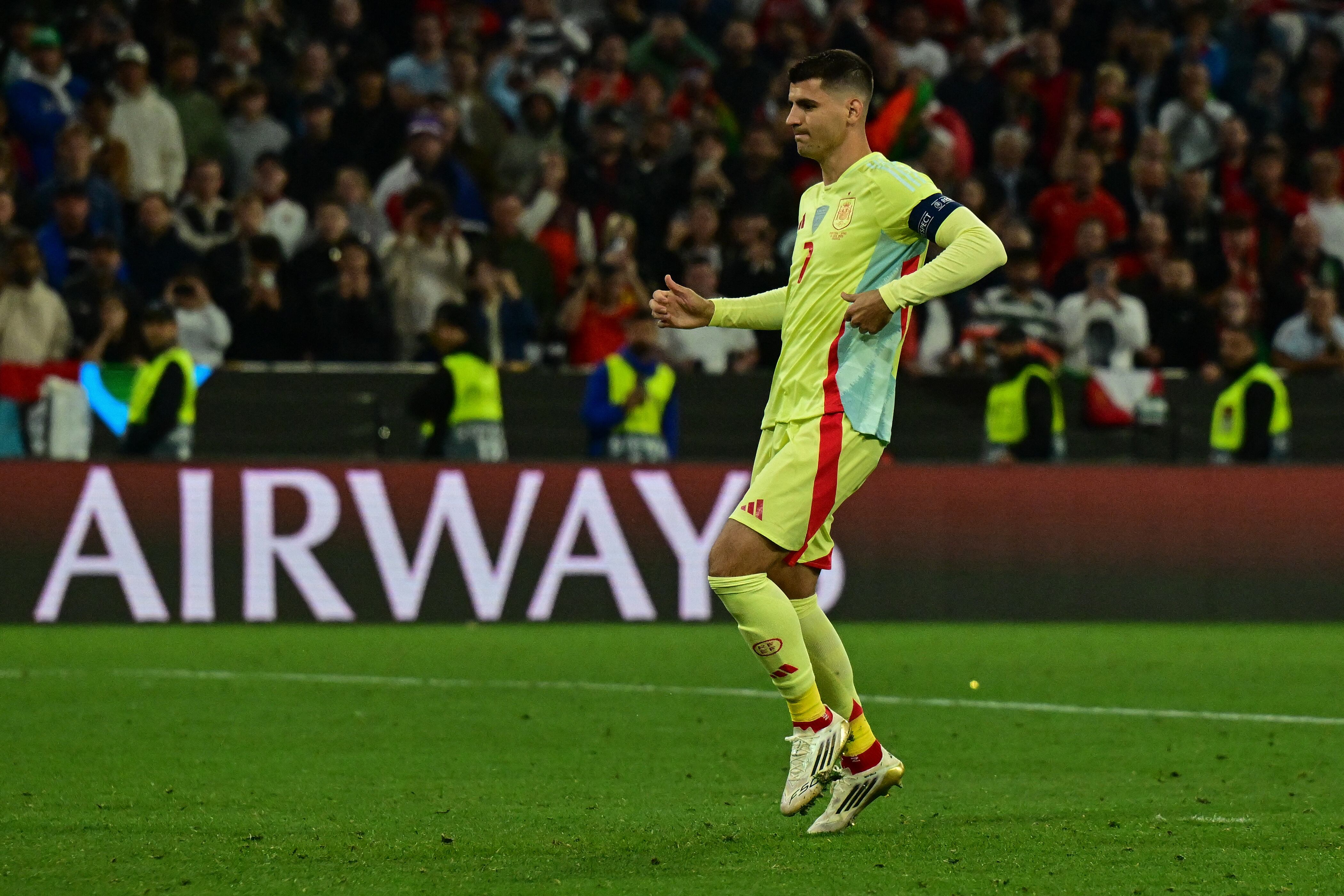 Álvaro Morata fue el "villano" de la Selección Española. AFP.