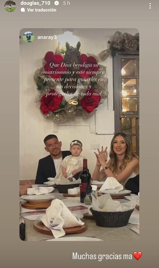 Douglas López, volante del Cartaginés dio el sí acepto. Instagram.