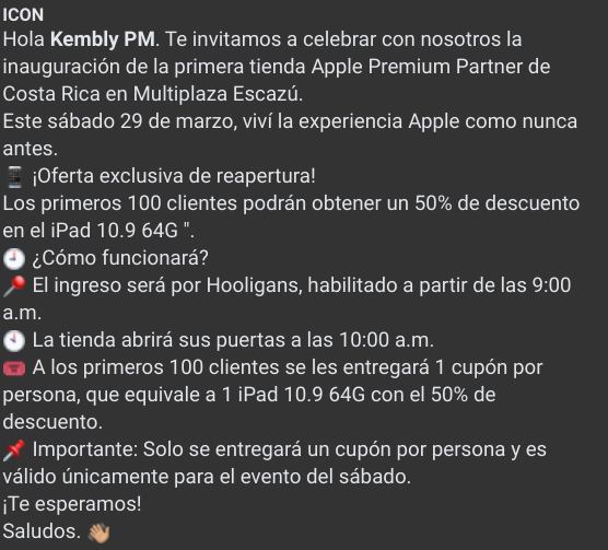 La apertura de una tienda y una de las promociones anunciadas para las primeras 100 personas en llegar al comercio, motivaron los filones que se armaron desde muy temprano de este sábado en uno de los accesos de Multiplaza Escazú.