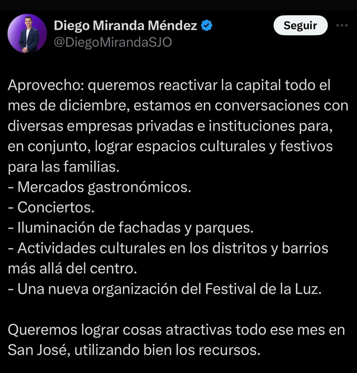 Diego Miranda, alcalde de San José cancela Tope y carnaval