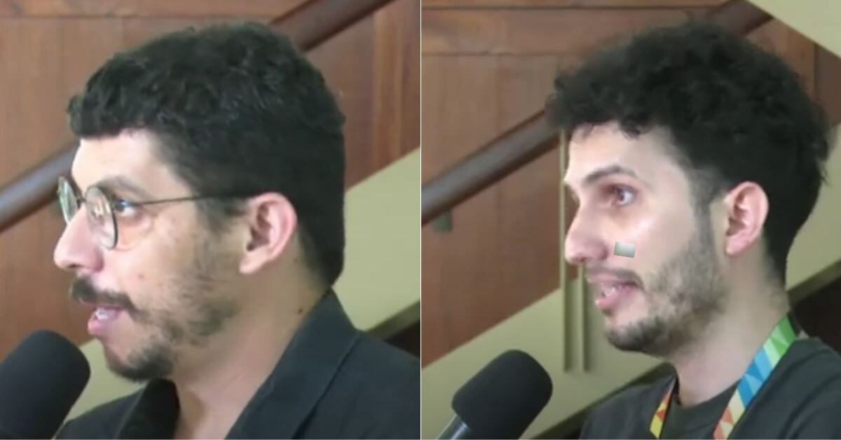 David Chavarría (izquierda) y David Bolaños (derecha) reclamaron que se les impidió formular repreguntas durante la conferencia de prensa de Casa Presidencial este miércoles. (Foto: tomada de transmisión en vivo Presidencia de la República en YouTube)