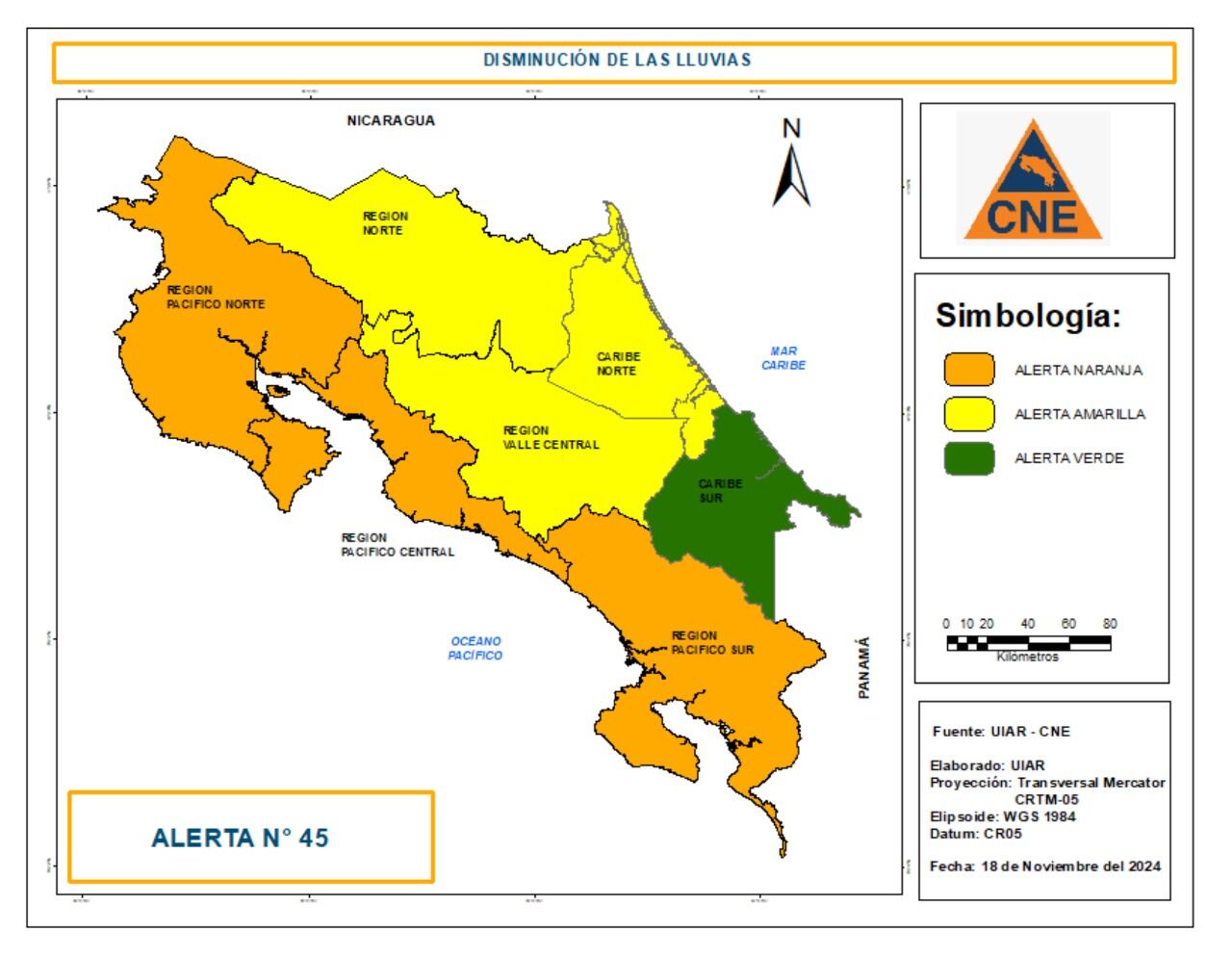 La CNE disminuyó las alertas tras el paso de la tormenta tropical Sara.