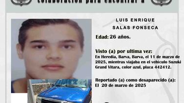 Misterio rodea caso de joven herediano que desapareció con su carro hace 10 días