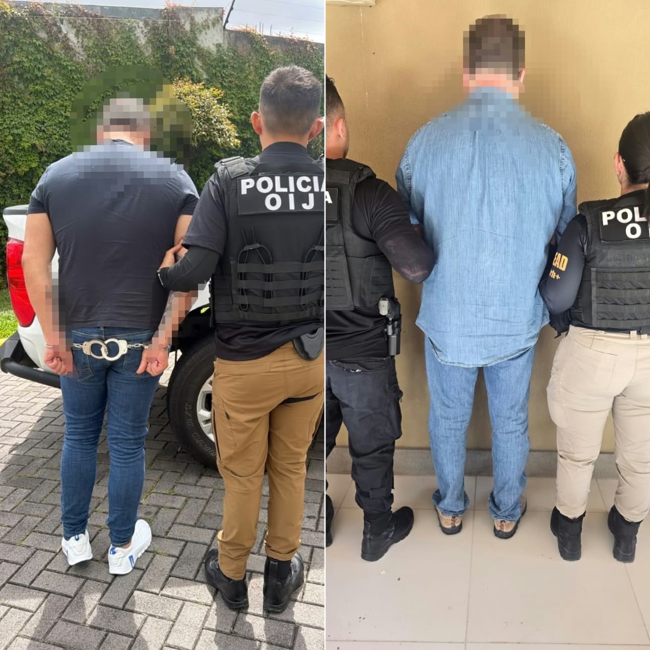 Hugo Benavidez Barboza, más conocido como Barboza y Don Stockwell detenidos por el OIJ. Foto: OIJ