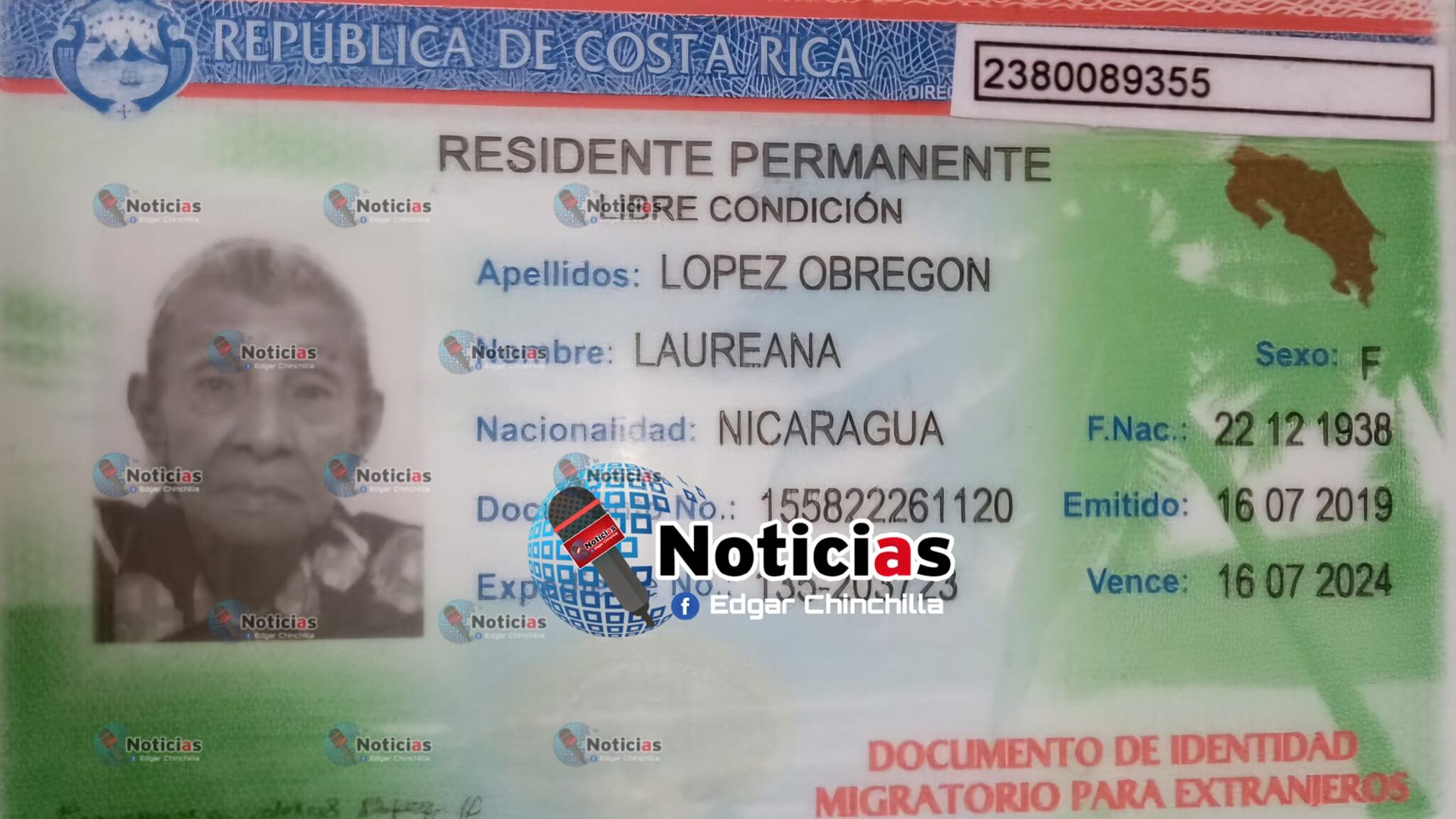 Laureada López Morales, de 87 años, es la víctima que encontraron sin vida luego controlarse un incendio en Las Pavas de Delicias de Upala, en la zona norte del país. Foto: Tomada de Edgar Chinchilla Noticias