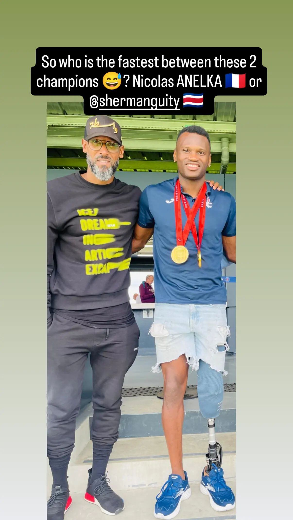 Sherman Guity guardará esta foto con Nicolás Anelka como un tesoro. Foto: Instagram.