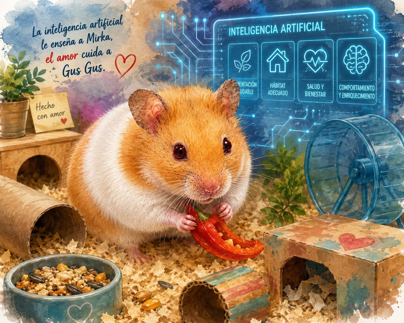 Mirka Landa decidió convertir a la inteligencia artificial en su principal aliada para aprender a cuidar a Gus Gus, un hámster sirio que hoy disfruta una vida llena de cariño, juegos y atención