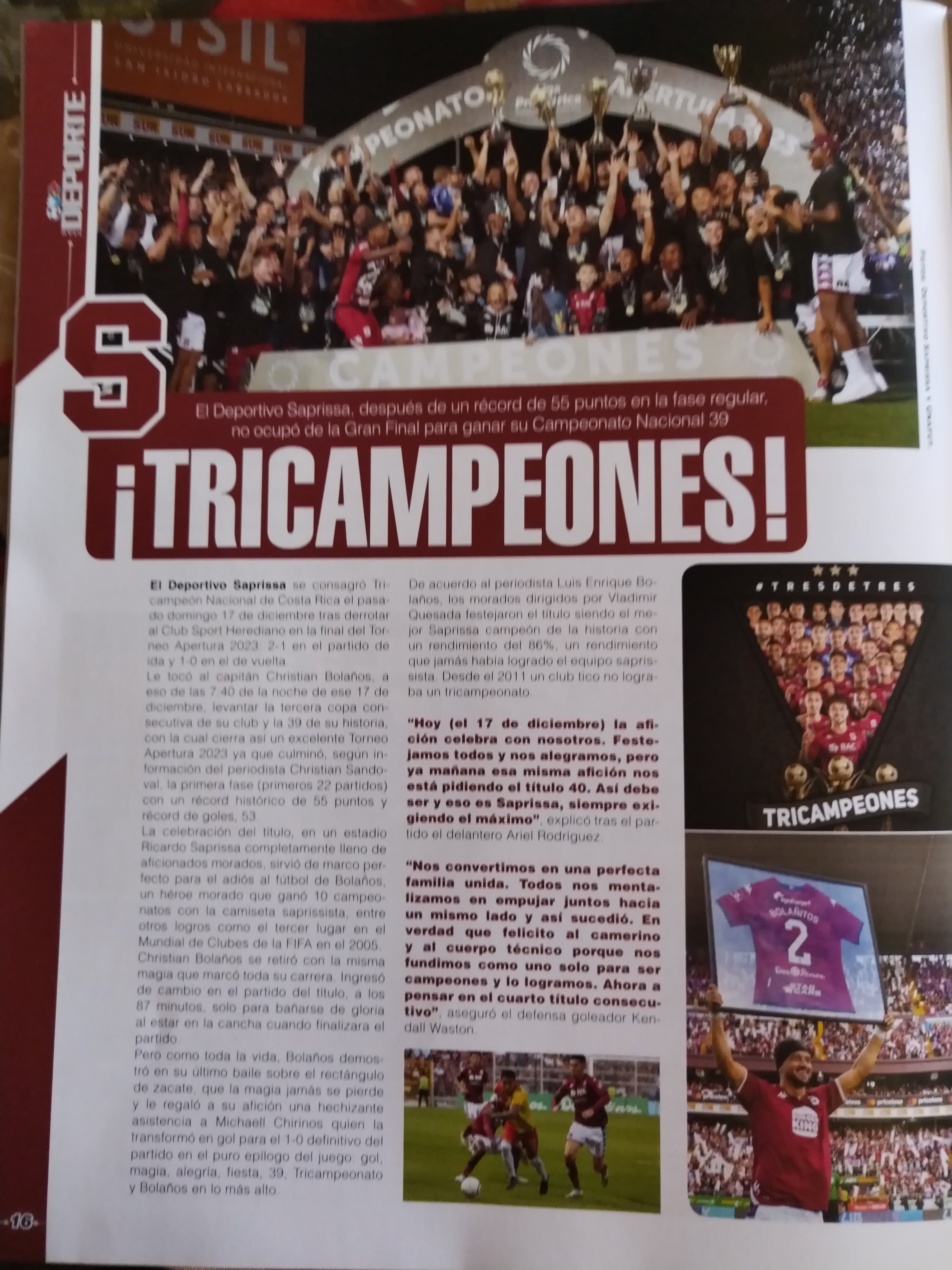 Ya se puede conseguir la edición impresa de la revista Más Deporte, en la cual se recogen las más recientes celebraciones de Saprissa y Alajuelense