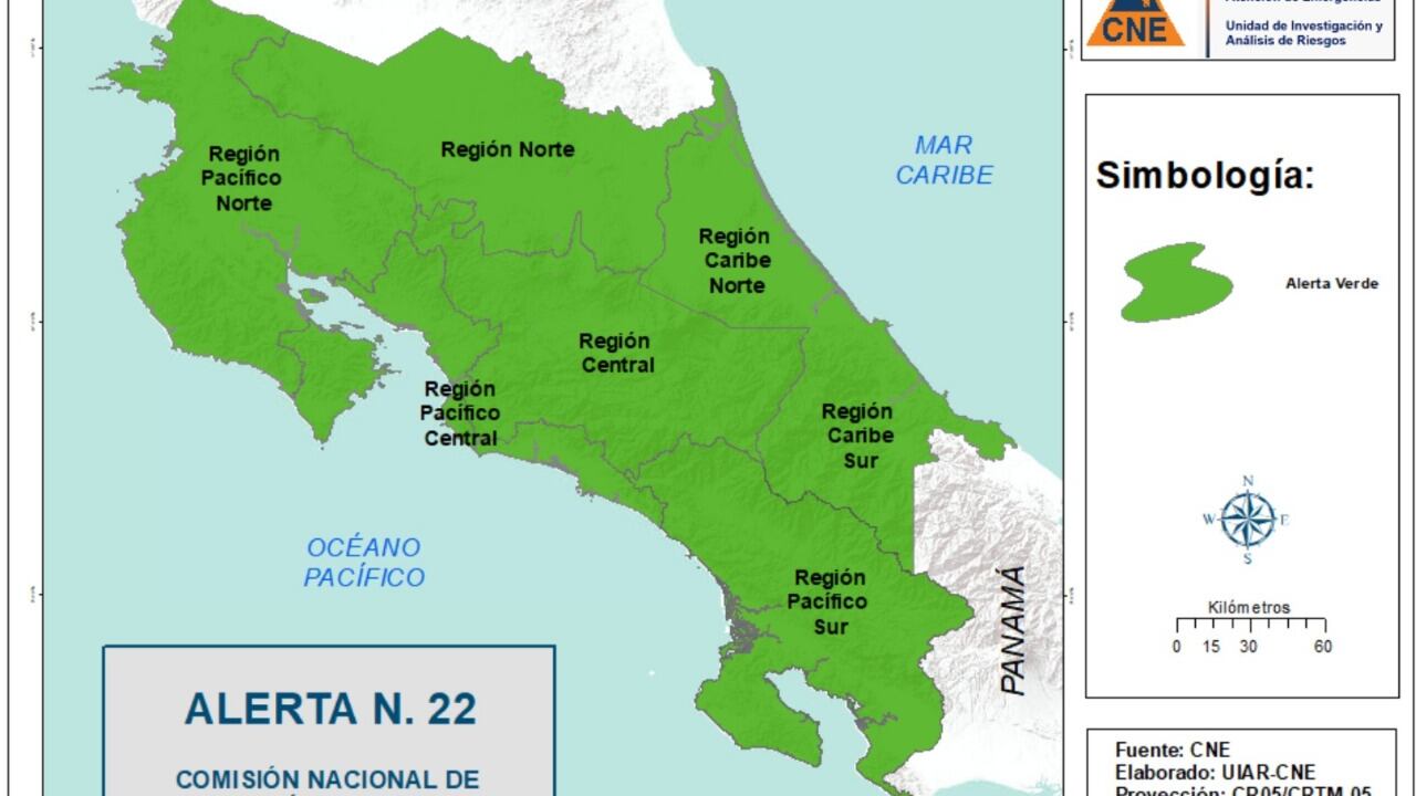 El Caribe y la zona norte han sido los más golpeados con los fuertes aguaceros. Foto: CNE