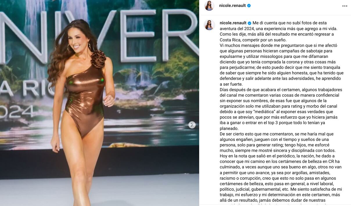 Nicole Carboni, modelo y excandidata del Miss Universo Costa Rica