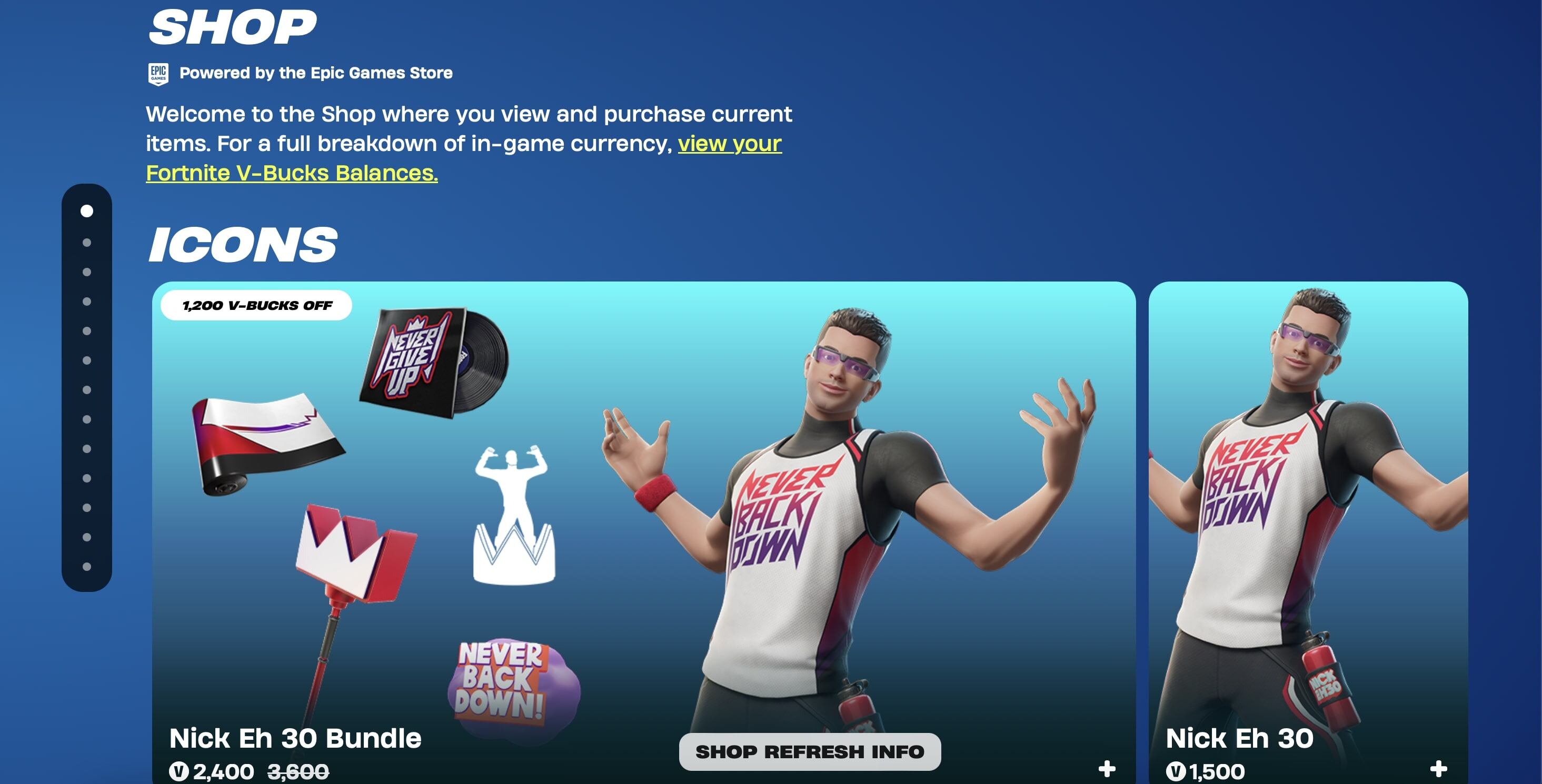 Fortnite estrenó su nueva tienda en versión web e incluye ciento de artículos para comprar. Foto: captura de pantalla.