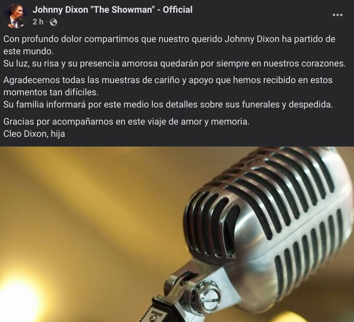 Johnny Dixon partió a los brazos del Señor este sábado 5 de abril, a los 83 años