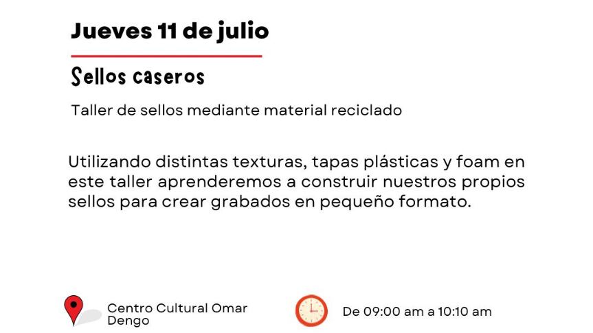 Los talleres tienen un valor de 5.000 colones por persona y se incluyen los materiales.