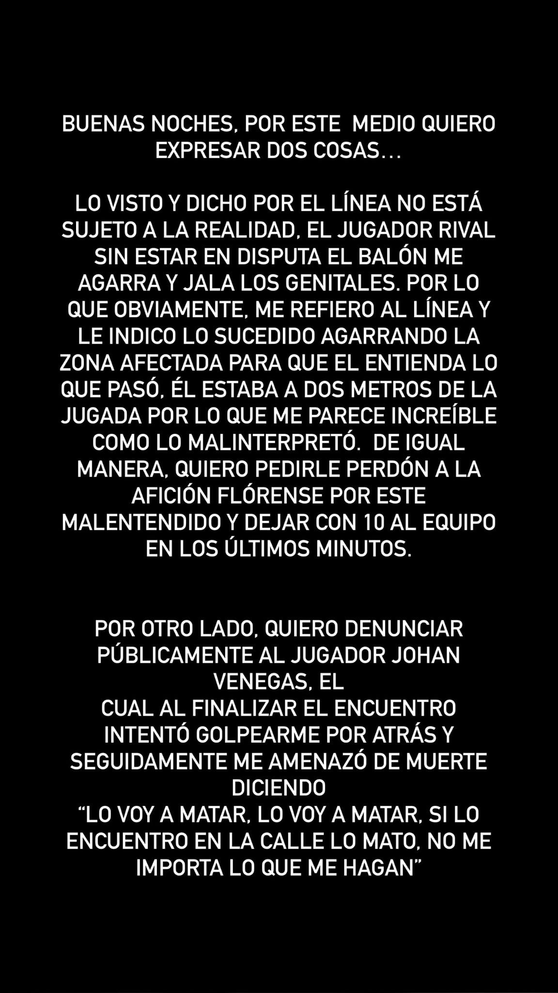 Fernán Faerron denuncia a Johan Venegas