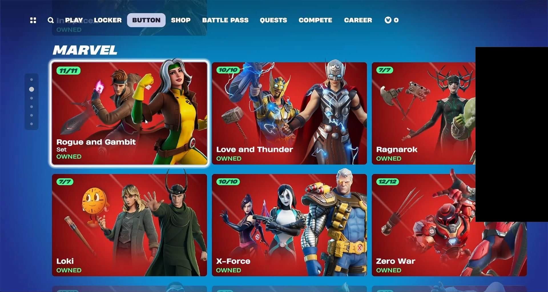 Así se vería el supuesto menú exclusivo de Disney, que incluye marcas como Marvel, en Fortnite. Foto: Epic Games.
