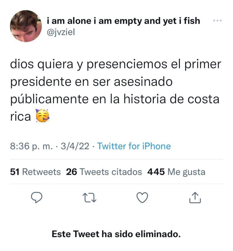 "Golpe de Estado" fue tendencia en Twitter este 5 de abril del 2022, incluso hubo amenazas de muerte para el presidente electo del país, Rodrigo Chaves Robles