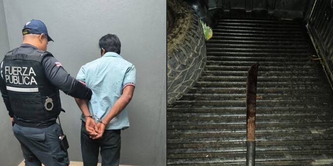 El sospechoso fue detenido con el machete que habría usado en el ataque.