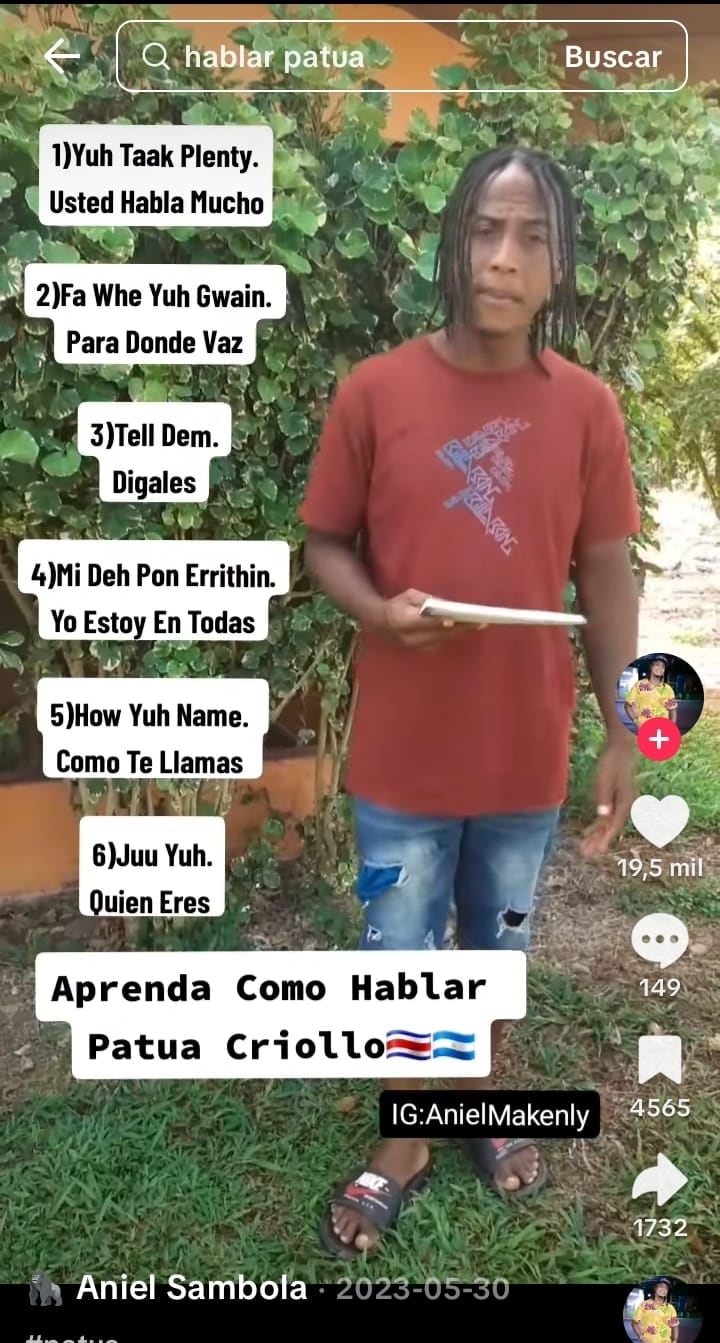 Joven limonense lucha en redes sociales, desde Tortuguero, porque todos aprendamos patuá. Cuando Aniel Sambola prende la cámara de su celular, no solo comienza una clase: arranca un pedacito de historia que huele a mar, a pan bon y a alegría caribeña.