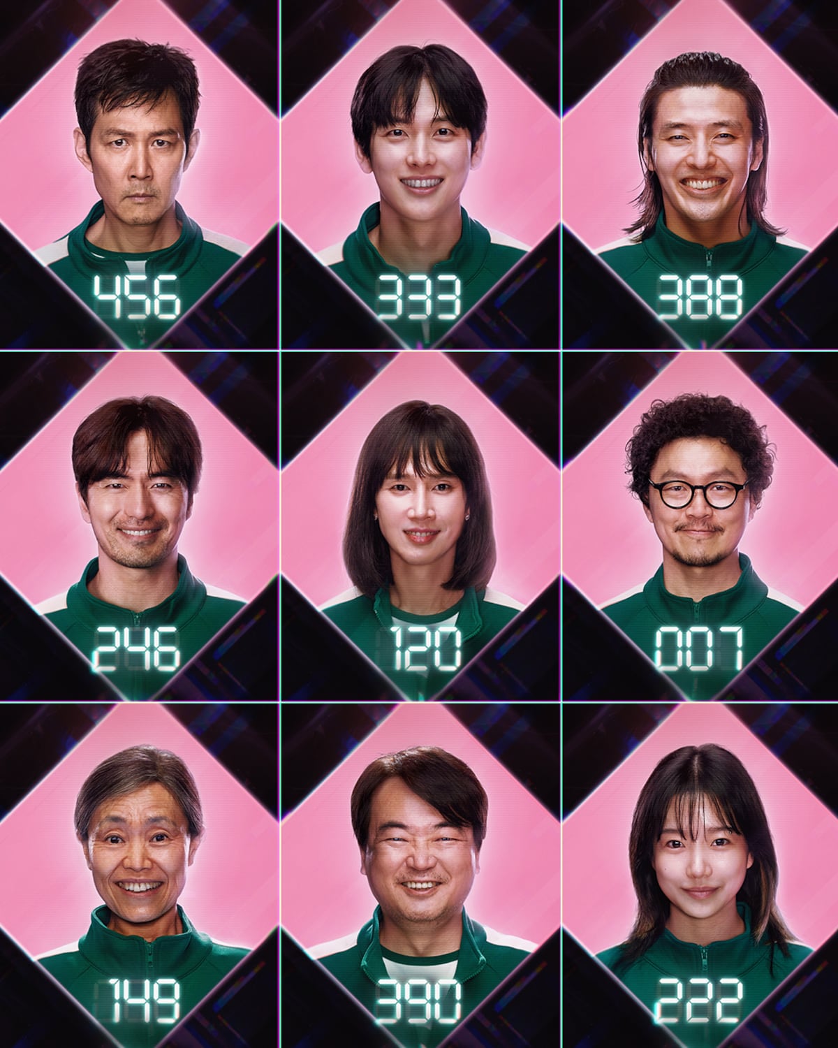 Imagen promocional de los nuevos actores de la segunda temporada de la serie 'El juego del calamar' de Netflix.