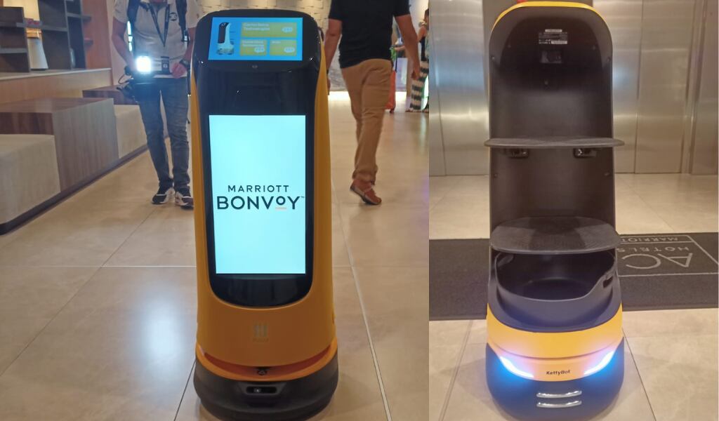 Así bretean los impresionantes robots en un hotel de Costa Rica.