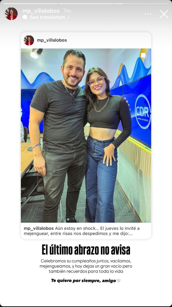 María Paula Villalobos expresó que está en "shock" por la muerte de su compañero de Pelando el Ojo, José Ricardo Carballo.