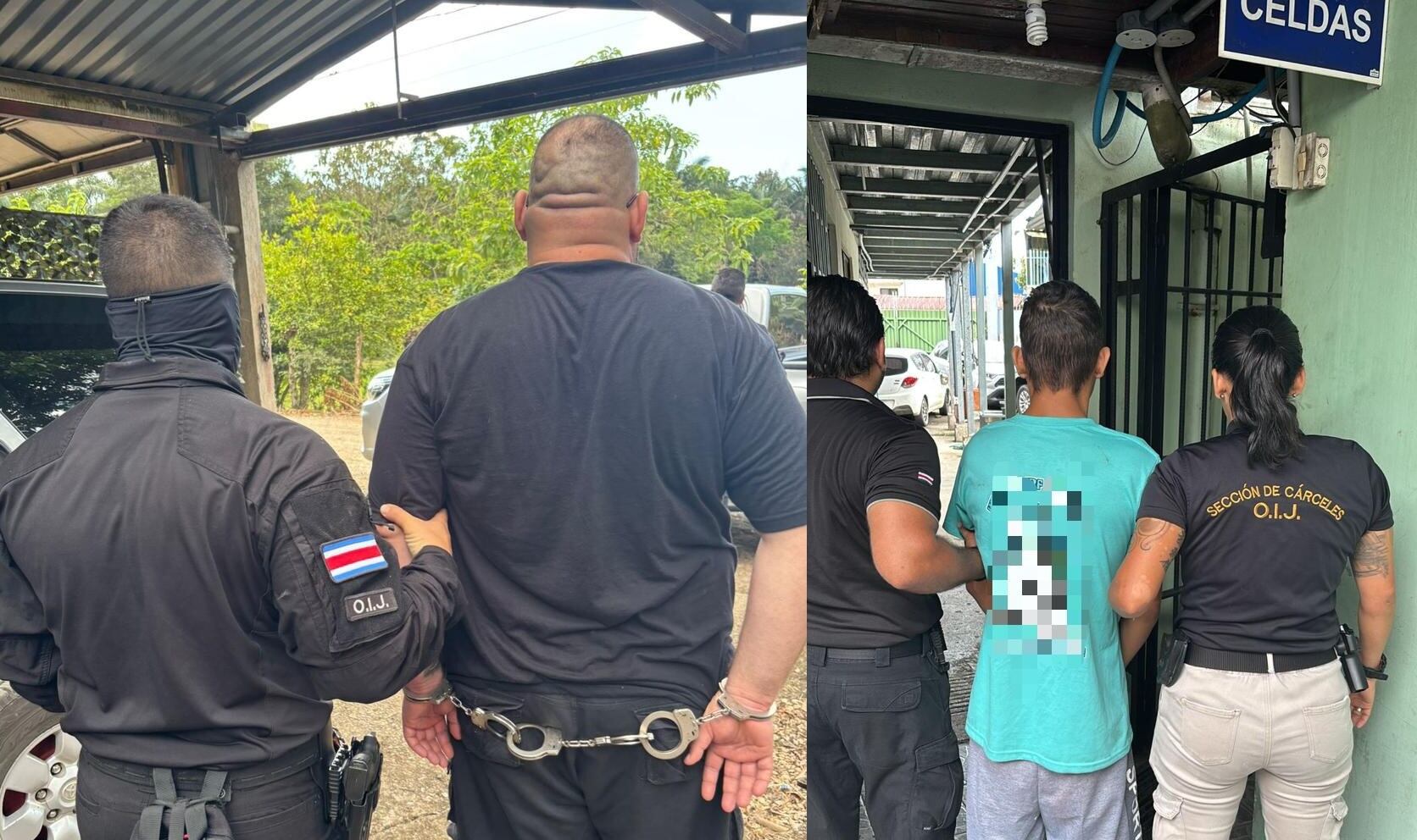 Los dos sospechosos fueron detenidos por medio de tres allanamientos. Foto OIJ.