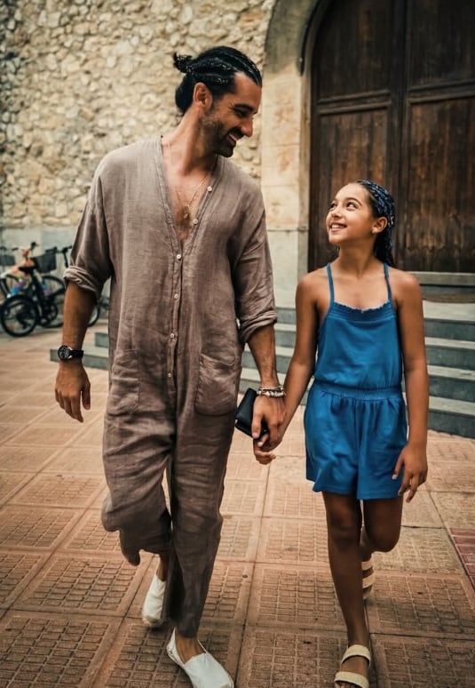 Toni Costa, bailarín español y juez de Mira quién baila,, junto a su hija Alaia.