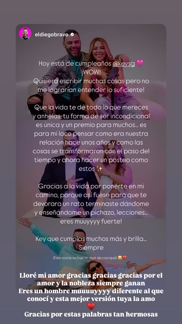 Diego Bravo conmovió a Keyla Sánchez en su mensaje de felicitación que cerró, como era de esperar, con una referencia que a muchos hará reír