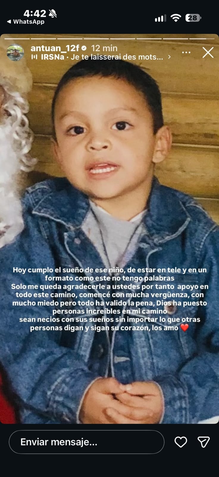 Antuan Fallas compartió una fotografía de su infancia antes de debutar en Mira Quién Baila.