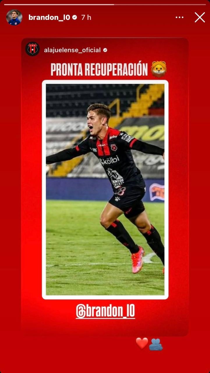Alajuelense se solidarizó con Brandon Aguilera tras su seria lesión.