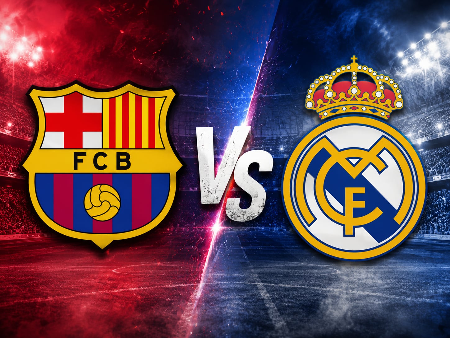 Barcelona y Real Madrid jugarán un Clásico decisivo este domingo. (Creada con IA)
