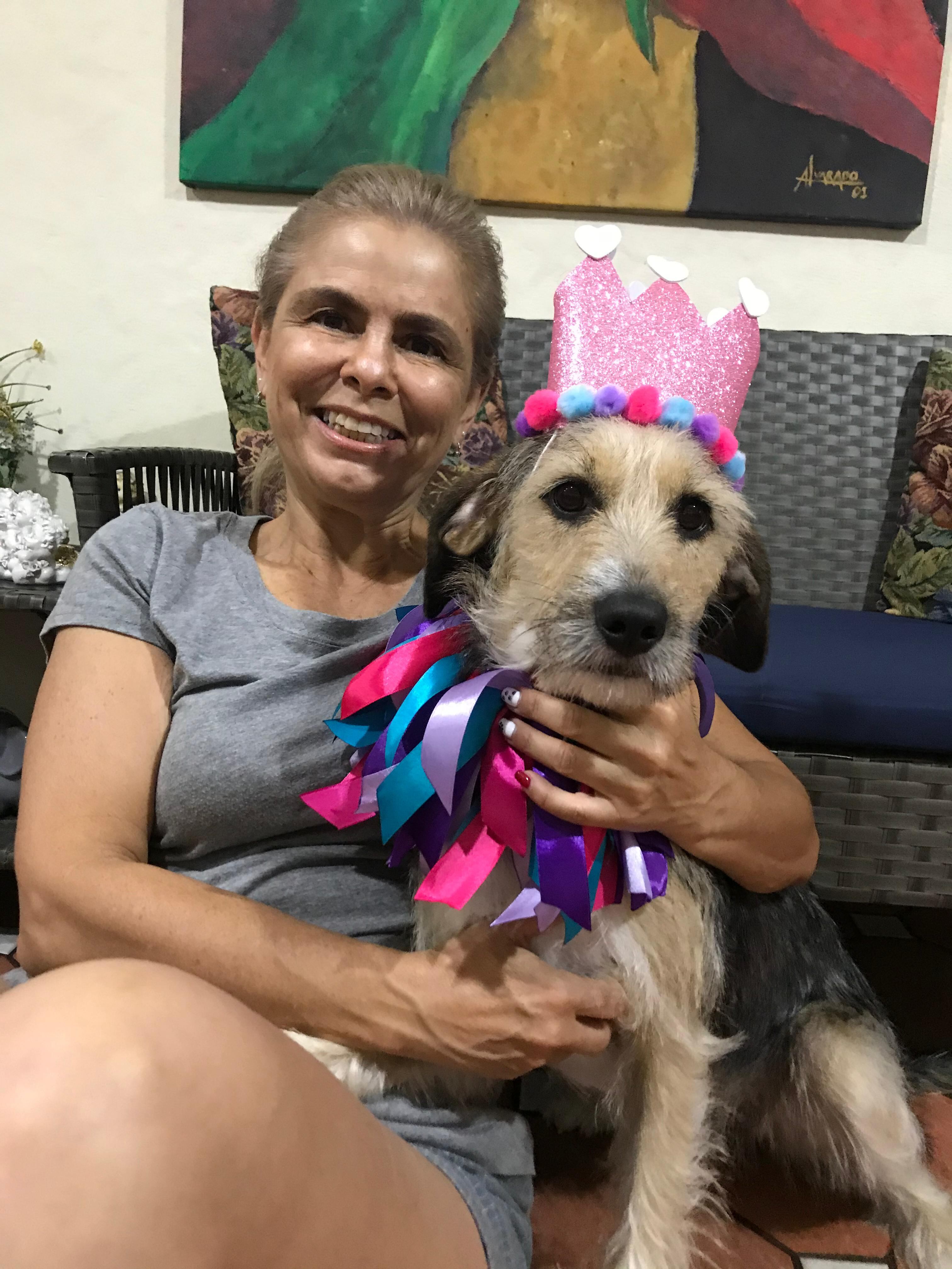 Alejandra Esquivel quien siempre supo que su vida estaría marcada por los perros, pero jamás imaginó que una peludita llamada Sol llegaría a convertirse en su refugio en medio de los días más oscuros de su vida. n esta foto Sol está con su abuelita, doña Tatiana Alvarado, la mamá de Alejandra.