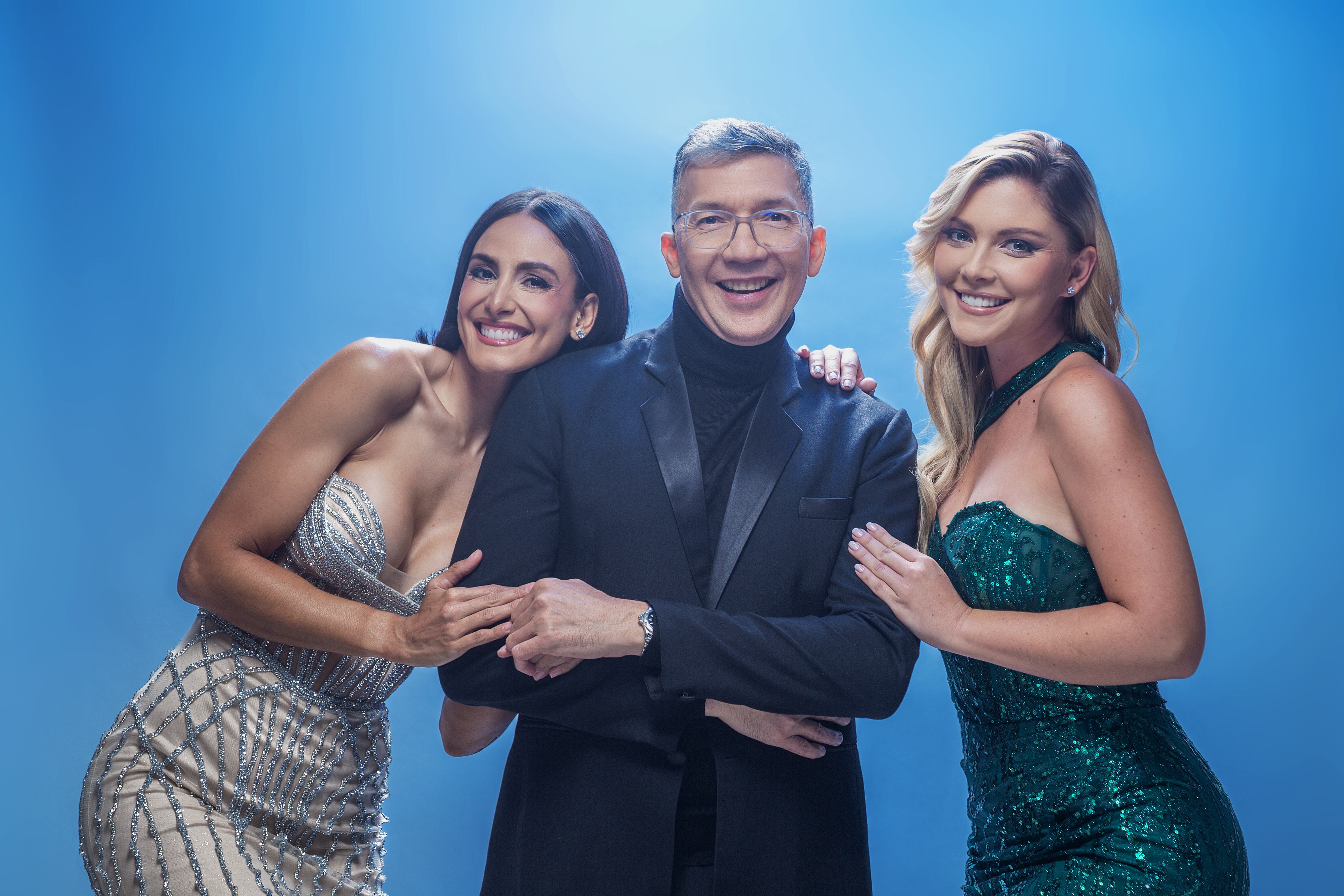 Johanna Solano, Édgar Silva y Lisbeth Valverde como presentadores de 'Nace una estrella'.