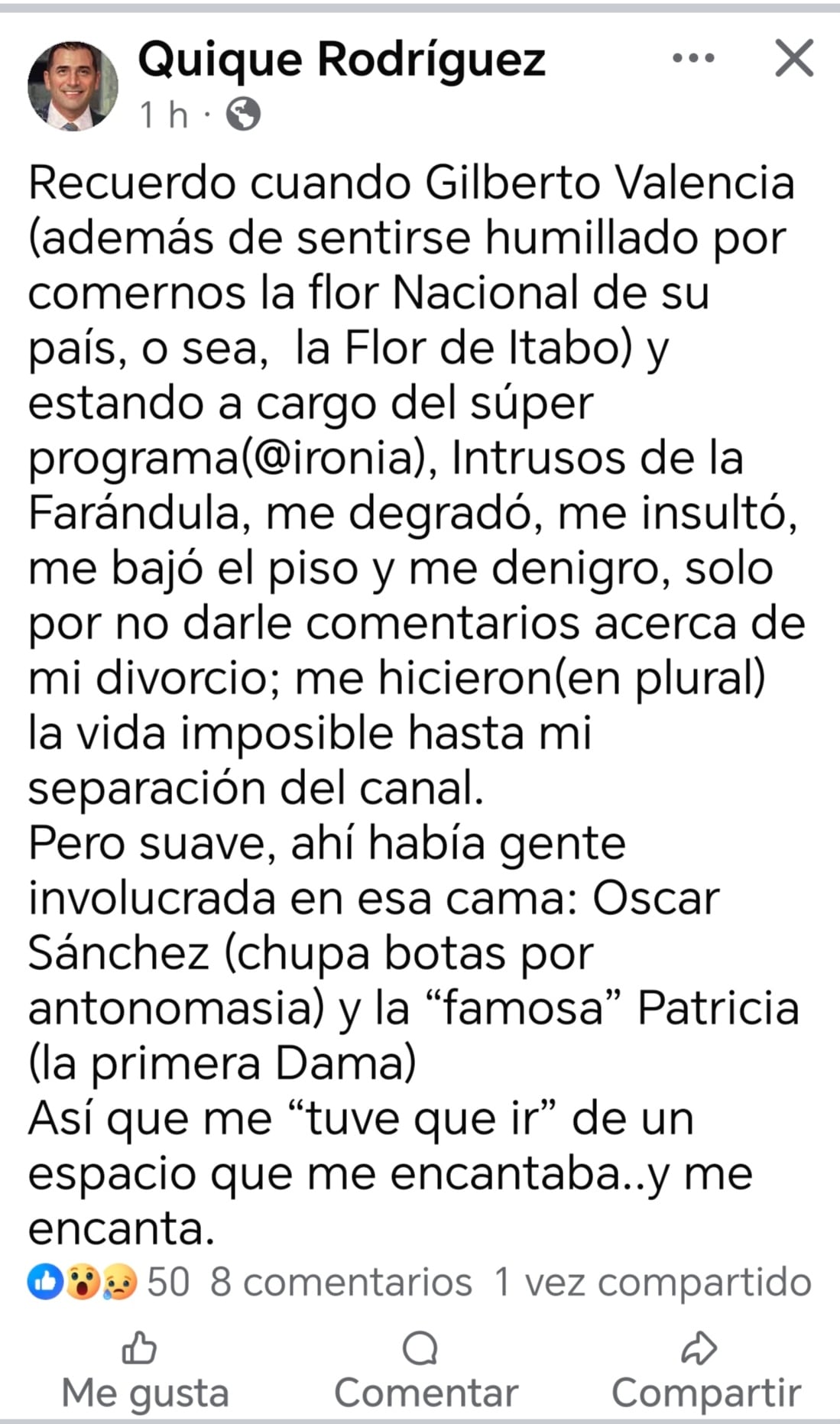 Enrique "Quique" Rodríguez, expresentador de Repretel