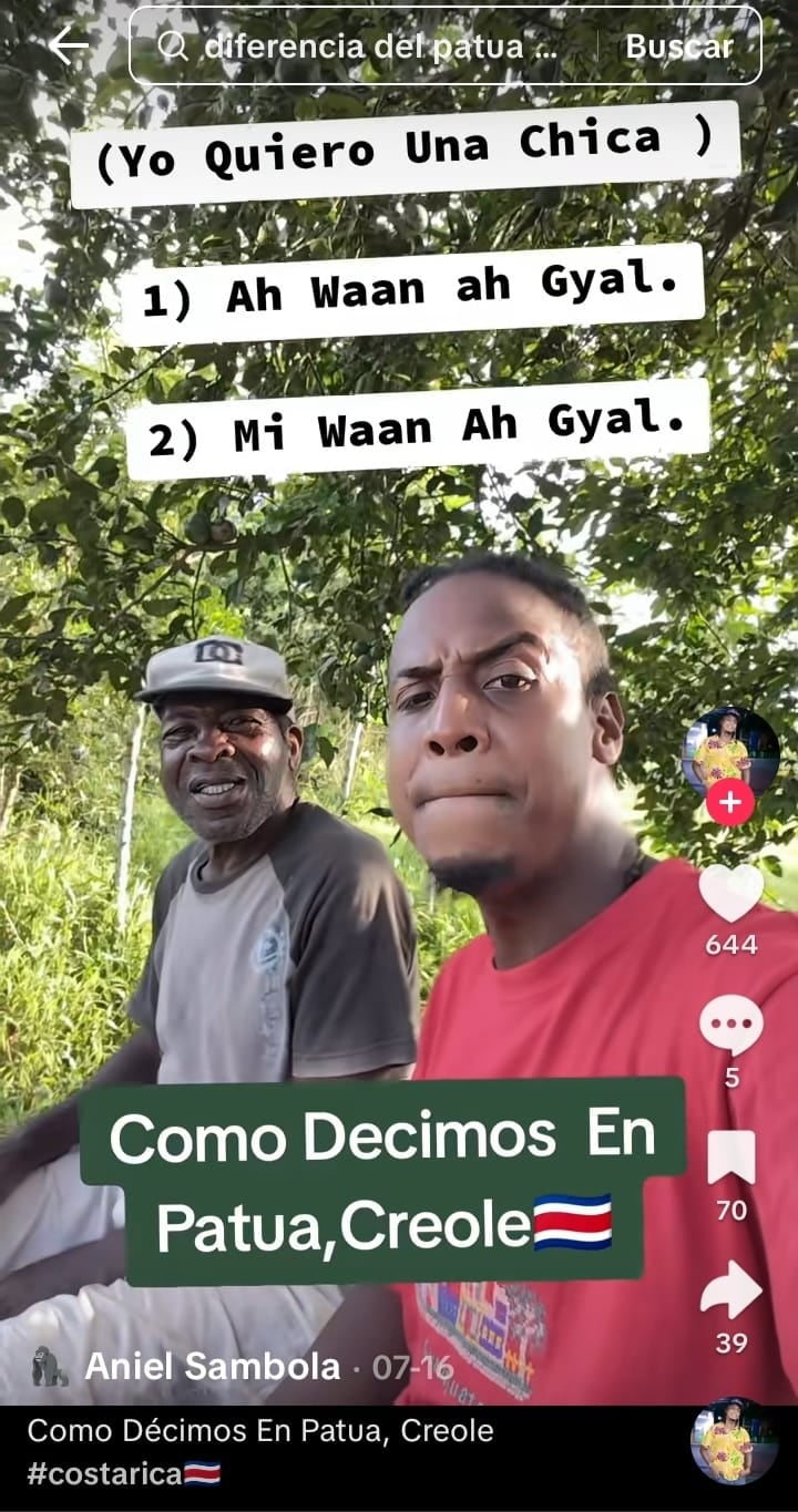 Joven limonense lucha en redes sociales, desde Tortuguero, porque todos aprendamos patuá. Cuando Aniel Sambola prende la cámara de su celular, no solo comienza una clase: arranca un pedacito de historia que huele a mar, a pan bon y a alegría caribeña.