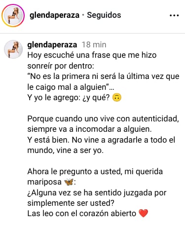 Glenda Peraza confesó cómo asume la opinión de la gente que dice que ella les cae mal