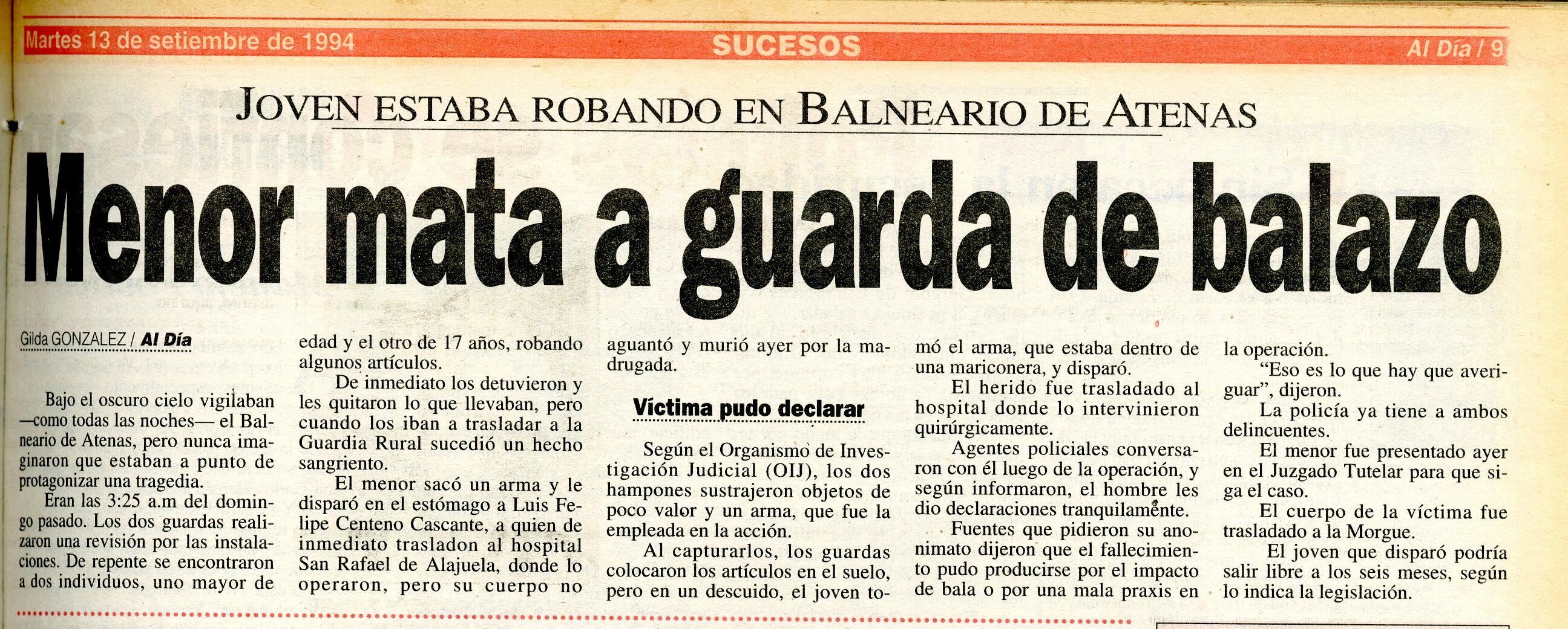 Luis Felipe Cascante Centeno, así informaron los medios su caso.