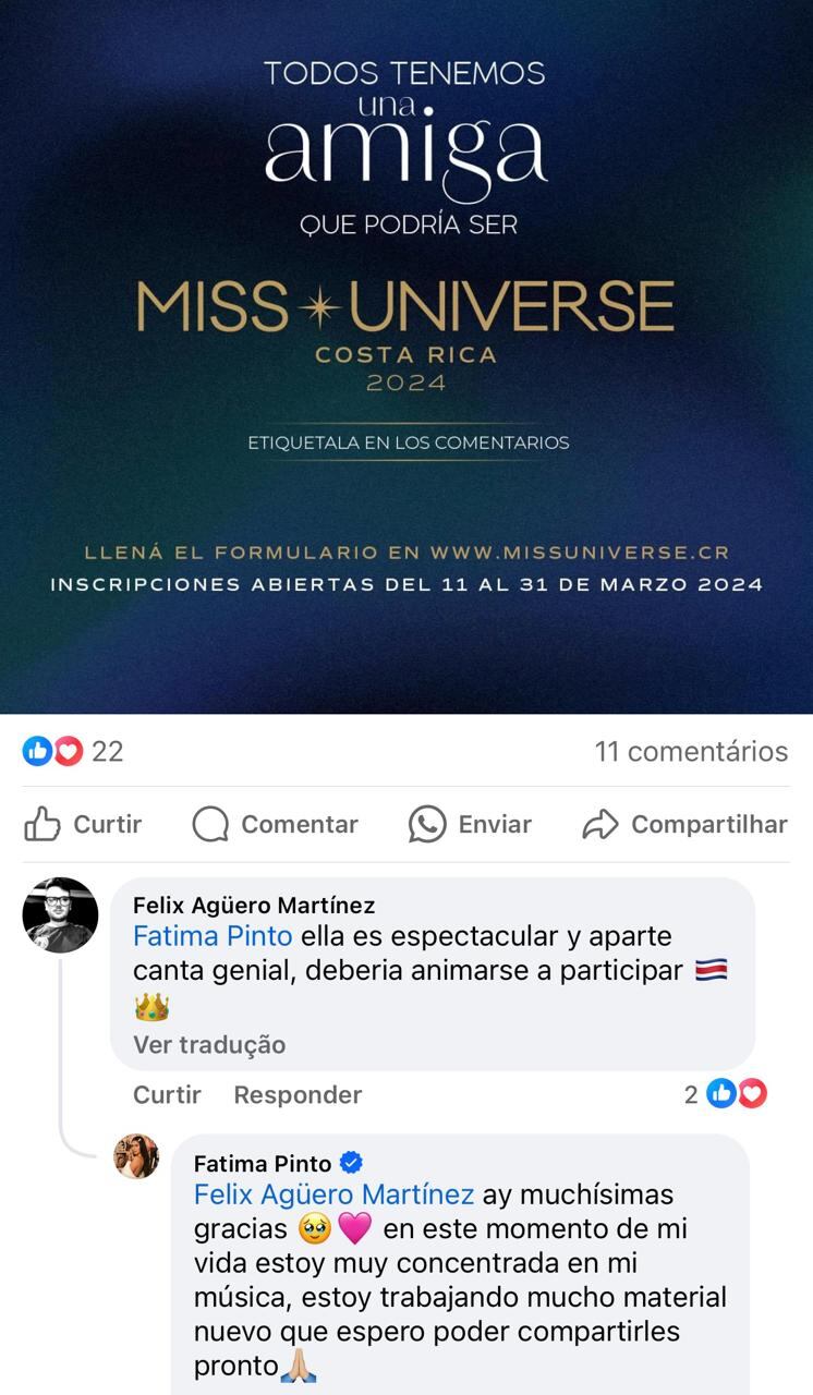 Fátima Pinto
Miss Costa Rica 2024