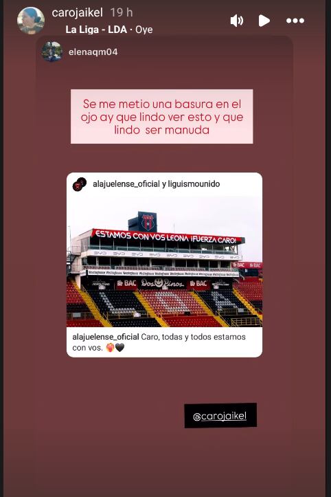 Carolina Jeikel agradecida con Alajuelense