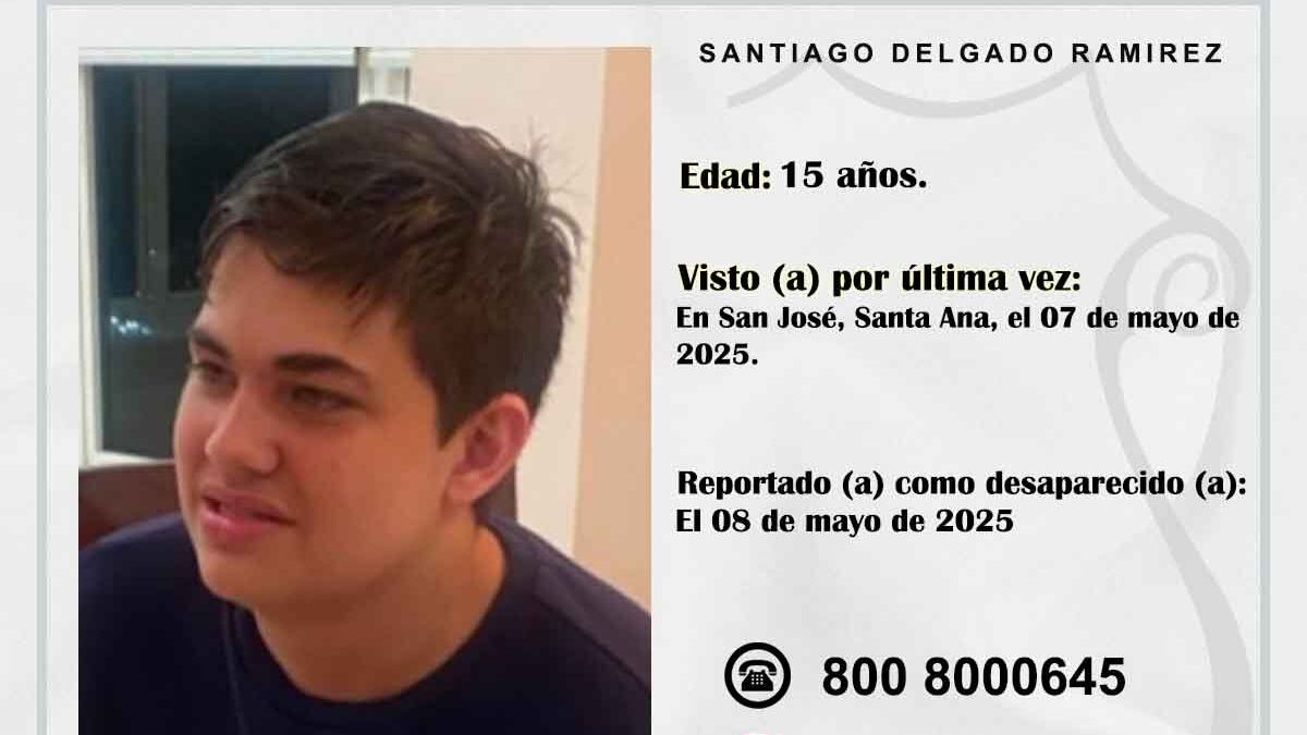 Santiago Delgado Ramírez fue visto por última vez cuando al parecer se montó en un carro de plataforma digital. Foto: OIJ