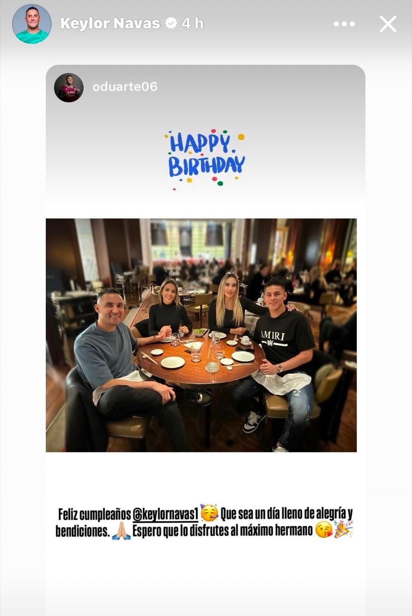 Keylor Navas fue felicitado por varios jugadores y exjugadores.