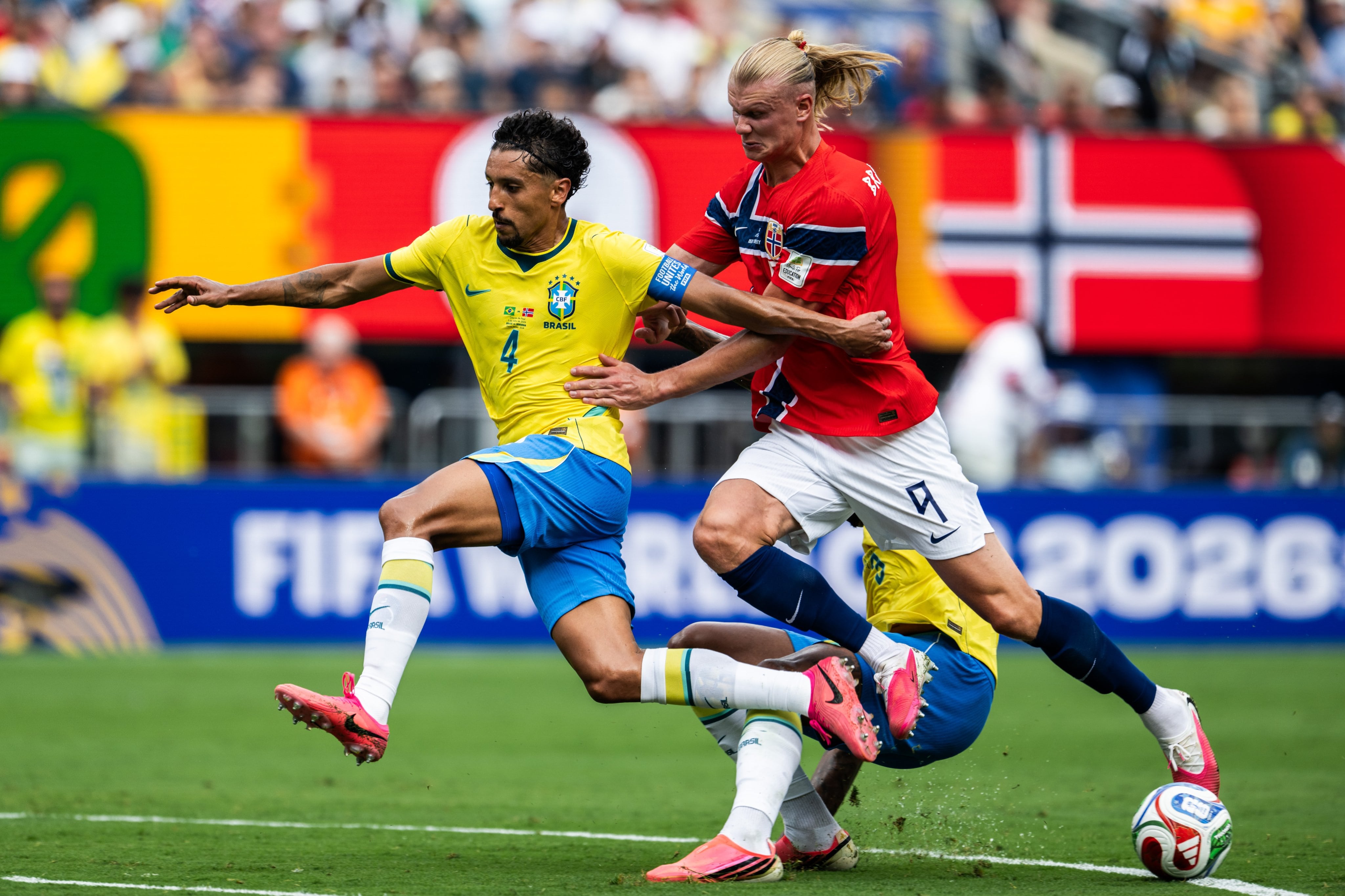 Marquinhos y Erling Haaland protagonizan un duelo fuerte en el partido entre Brasil y Noruega en el Mundial 2026.
