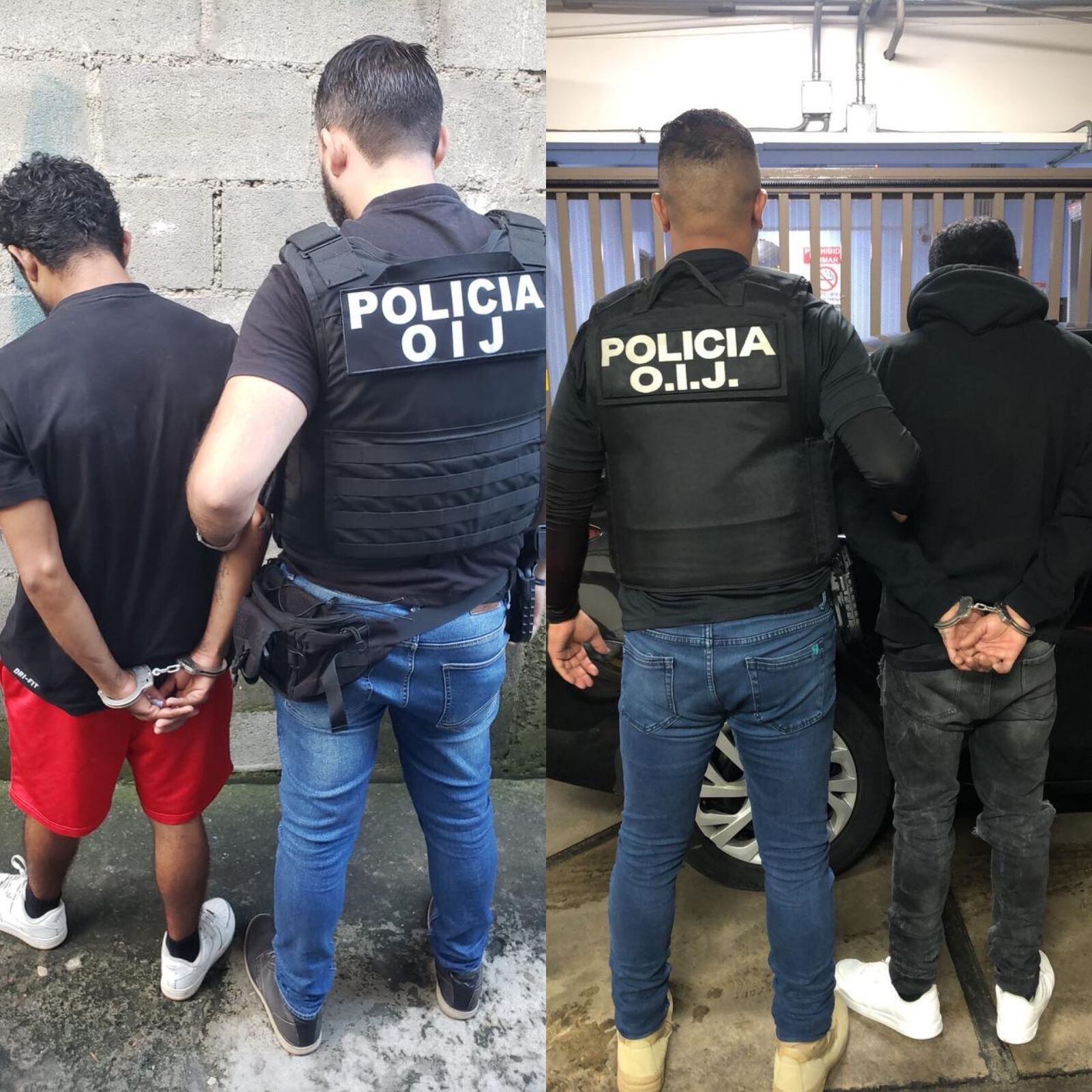 Dos muchachos de apellidos Altamirano, de 28 años y Méndez, de 27 años están en manos de las autoridades judiciales por ser sospechosos de atacar a las personas en las madrugadas. Foto: OIJ