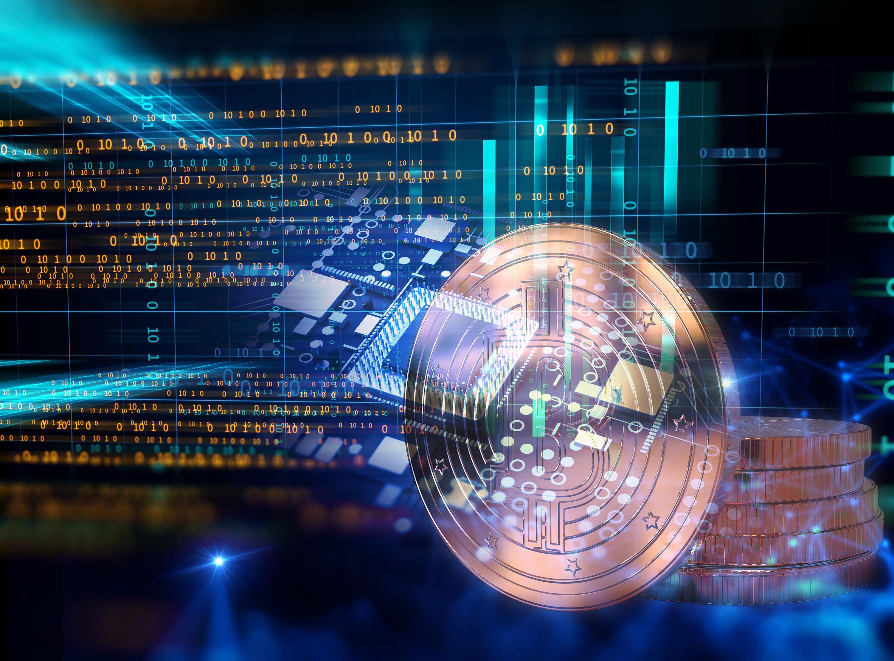 Representación gráfica de una criptomoneda con circuitos tecnológicos y datos digitales en el fondo. La imagen simboliza la volatilidad del mercado cripto y el caso de la moneda $LIBRA.